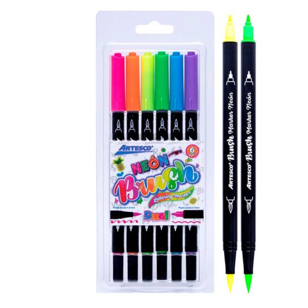 PLUMON ARTESCO BRUSH MARKER ESTX6 NEON