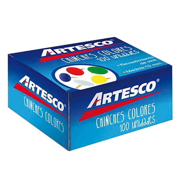 CHINCHES ARTESCO PLASTIFICADOS COLORES 10MM X100