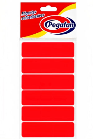 ETIQUETAS PEGAFAN 23.5X76MM ROJO FLUORESCENTE X100