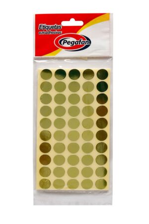 ETIQUETAS PEGAFAN CIRCULARES DORADO X500