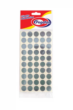 ETIQUETAS PEGAFAN CIRCULARES PLATEADO X500