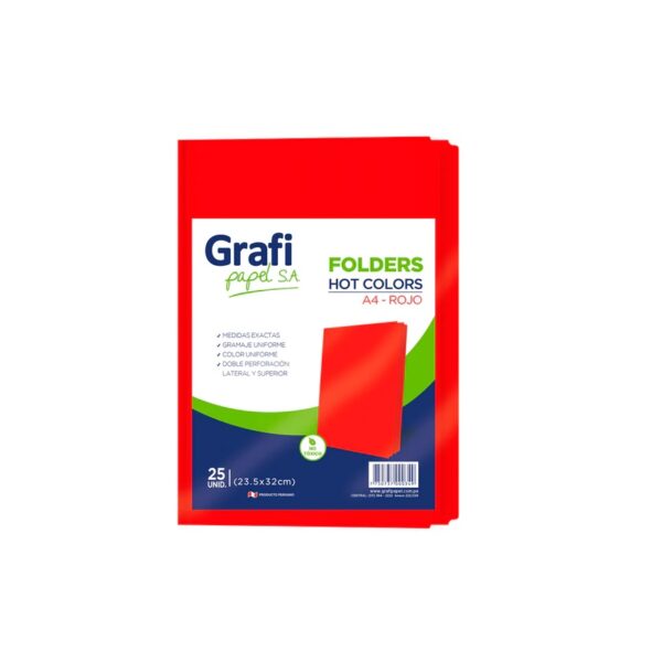 FILE DE COLOR GRAFIPAPEL A-4 ROJO (23.5X32CM)