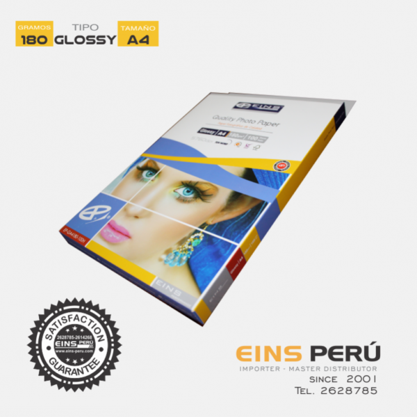 PAPEL FOTOGRAFICO EINS A-4 GLOSSY 180GR (PAQX100)