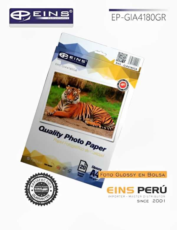PAPEL FOTOGRAFICO EINS A-4 GLOSSY 180GR (PAQX20)