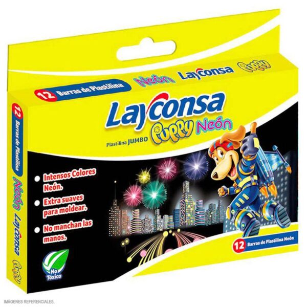 PLASTILINA LAYCONSA JUMBO NEON X12