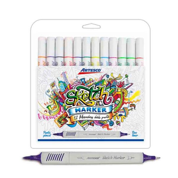 PLUMON ARTESCO SKETCH MARKER DOBLE PUNTA ESTX12