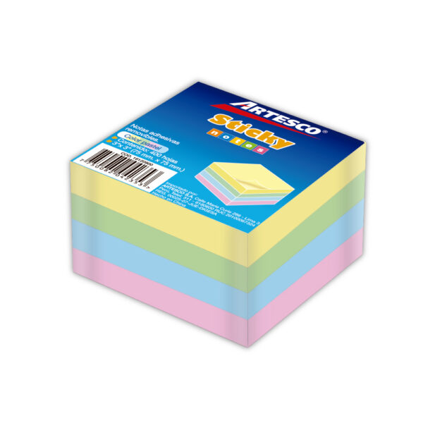 POST IT ARTESCO 654 CUBO PASTEL 20900 3X3 4COL. (400HJS)