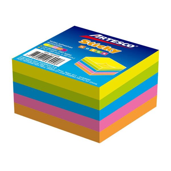 POST IT ARTESCO MINI CUBO NEON 2X2 5COL. (250HJS)