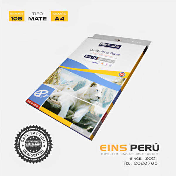 PAPEL FOTOGRAFICO EINS A-4 MATE 108GR (PAQX100)