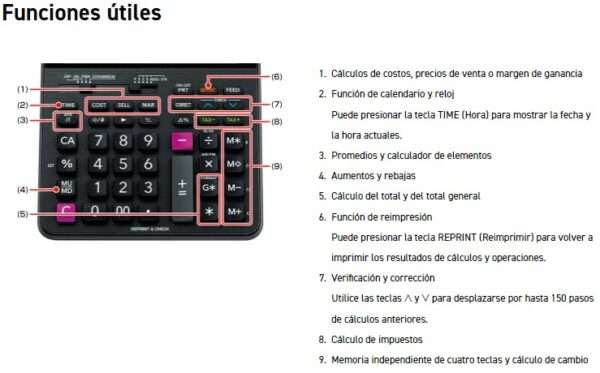 CALCULADORA CASIO HR-150/150RC-BK C/WINCHA - Imagen 2