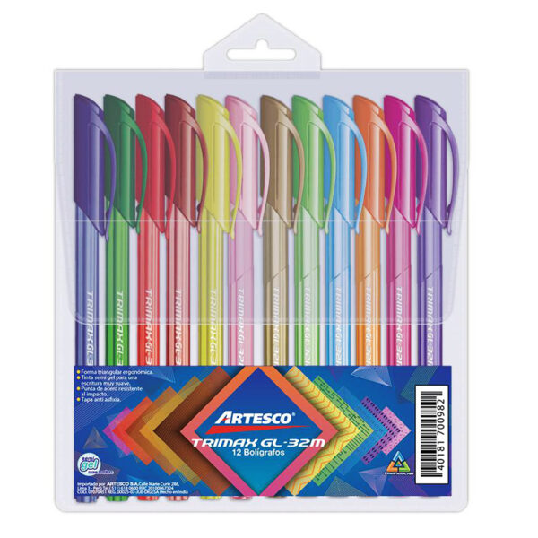 BOLIGRAFO ARTESCO TRIMAX GL-32M COLORES ESTX12 (1.0MM)