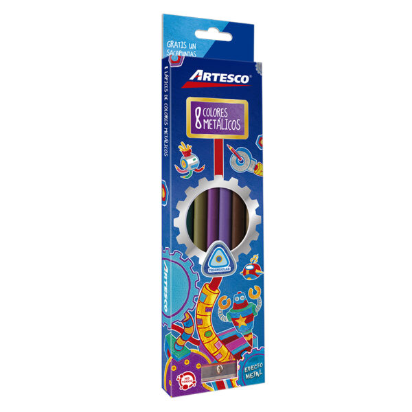 COLORES ARTESCO LARGOS METALICOS X8
