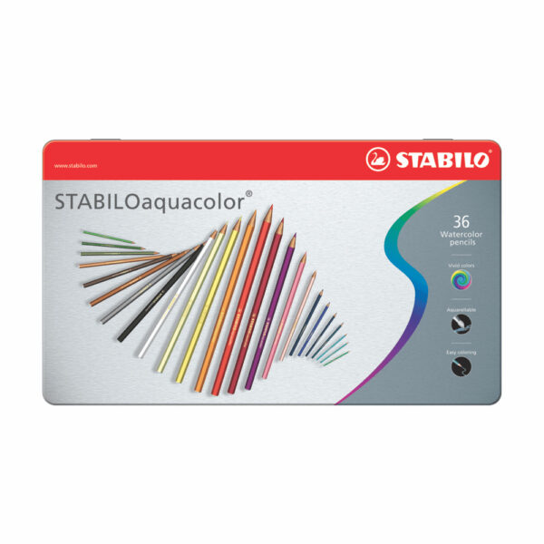 COLORES STABILO AQUACOLOR LARGOS X36 ACUARELABLES ESTUCHE METALICO