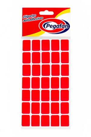 ETIQUETAS PEGAFAN 19X13MM ROJO FLUORESCENTE X500