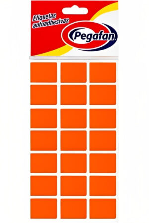 ETIQUETAS PEGAFAN 19X25MM NARANJA FLUORESCENTE X100