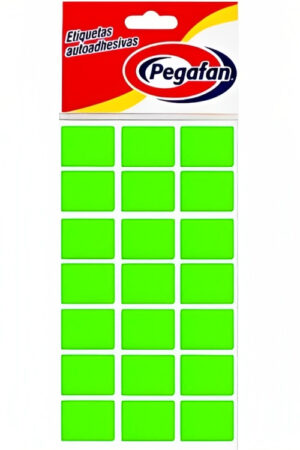 ETIQUETAS PEGAFAN 19X25MM VERDE FLUORESCENTE X100