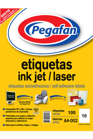 ETIQUETAS PEGAFAN A-4 002X100 55.8X99MM (10 HOJAS)