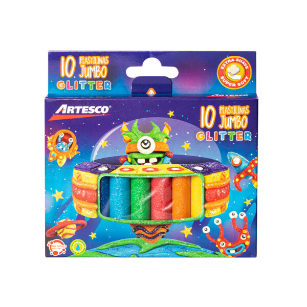 PLASTILINA ARTESCO JUMBO GLITTER X10
