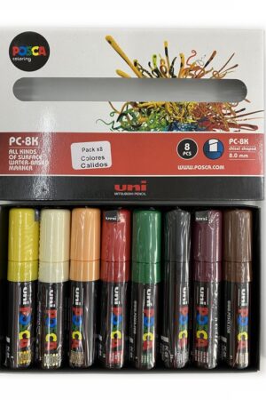 PLUMON POSCA 8K ESTX8 COLORES CALIDOS (8.0MM)