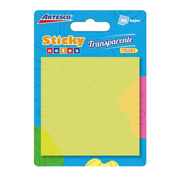 POST IT ARTESCO 654 TRANSPARENTE AMARILLO 3X3 (50HJS)