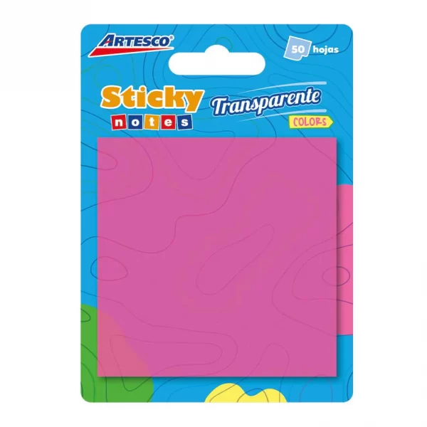 POST IT ARTESCO 654 TRANSPARENTE FUCSIA 3X3 (50HJS)