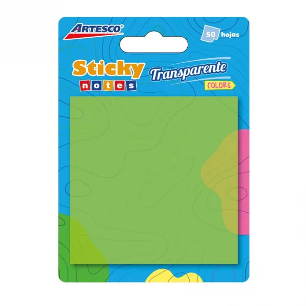 POST IT ARTESCO 654 TRANSPARENTE VERDE 3X3 (50HJS)