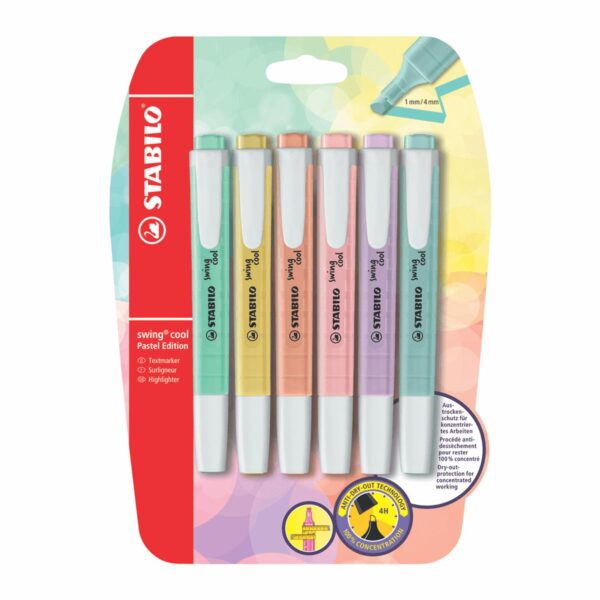 RESALTADOR STABILO SWING COOL ESTX6 COLORES PASTELES MIX
