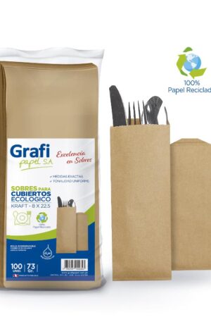 BOLSA KRAFT GRAFIPAPEL P/CUBIERTOS 9X22.5CM (73GR)