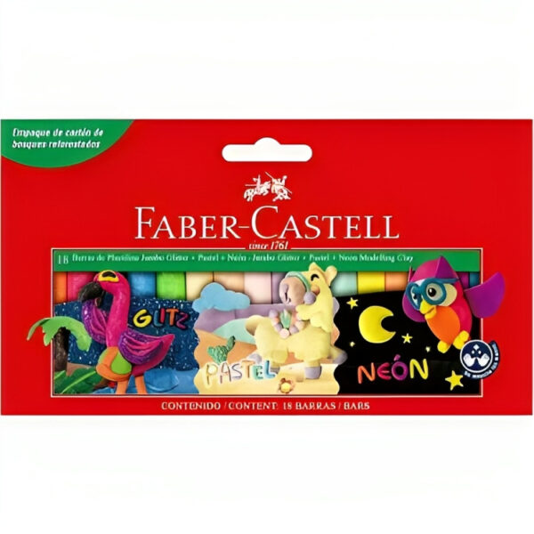 PLASTILINA FC JUMBO ESTX18 (GLITTER+PASTEL+NEON)
