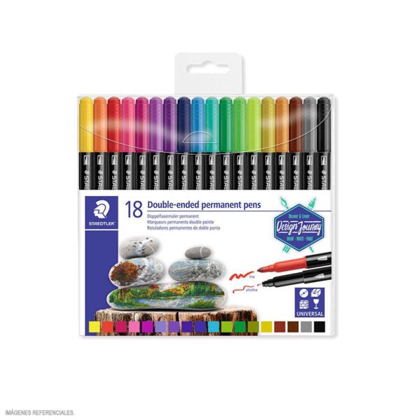PLUMON STAEDTLER DOBLE PUNTA PERMANENTE ESTX18 COLORES