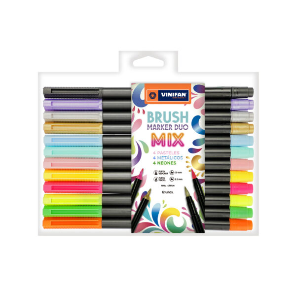 PLUMON VINIFAN BRUSH MARKER DUO ESTX12 COLORES MIX