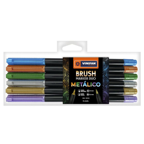 PLUMON VINIFAN BRUSH MARKER DUO ESTX6 METALIZADO