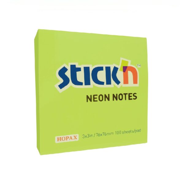 POST IT STICKN 21167 VERDE NEON 3X3 (100HJS)