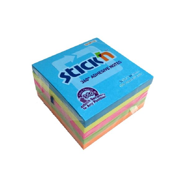 POST IT STICKN 21551-P 360° COLORES NEON 3X3 5COL. (500HJS)